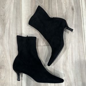 Talbots black faux suede zip up boots size 8